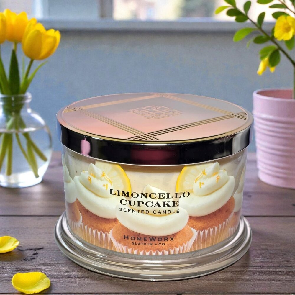 🆕🍋Homeworx by Slatkin & Co. Lemoncello Cupcake Four Wick Candle🍋